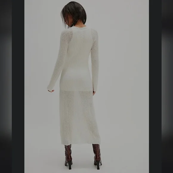 Alohas Triza Cream Knit Lace-Up Maxi Sweater Dress - Picture 2 of 15